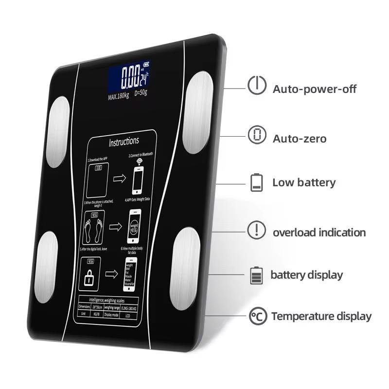Intelligent Bluetooth BMI Body Weighing Scale with Body Fat and Water Content Testing