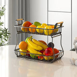 2 Tier Detachable & Portable Nordic Metallic Fruit, Vegetable Basket Rack | Multifunctional | Kitchen, Living Room, Dining Room, Living Room-Furaha Finds