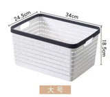 Large Plastic Storage Basket with Handles – 34x24.5x18.5cm – White