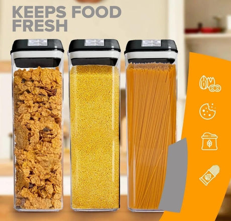 4-Piece Acrylic Food Container Set – 1.9L Airtight Pantry Storage with Labels- Furaha Finds Kenya