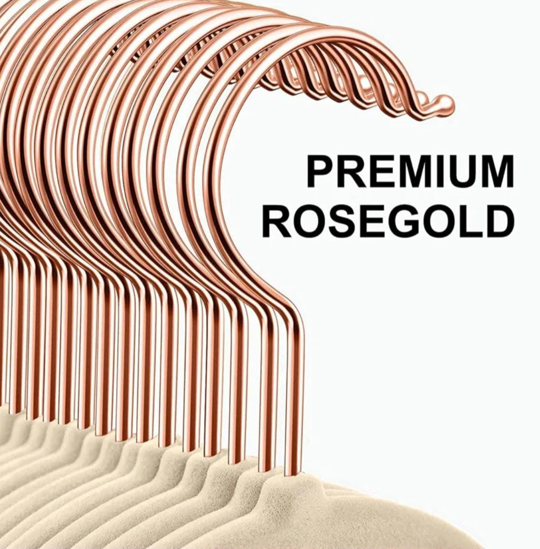 Luxury Velvet Premium Rose Gold Antislip Hangers 10pc Pack