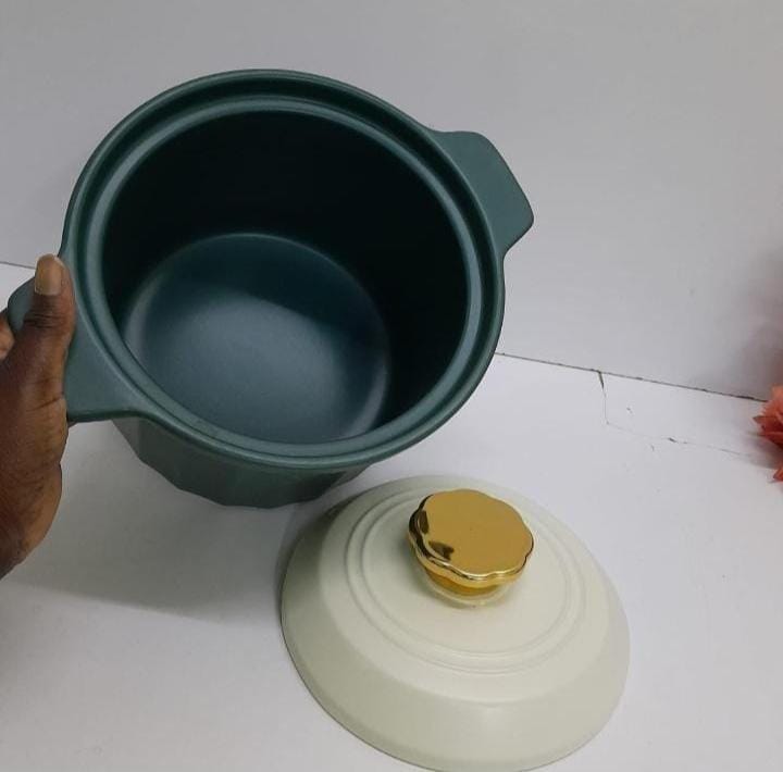Ceramic Casserole Cooking Pot – 5L Clay Pot with Lid for Stews and Slow Cooking