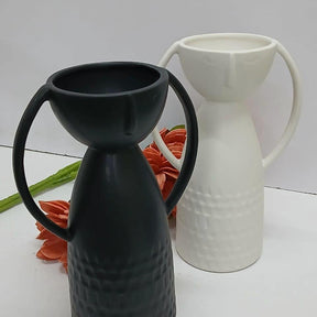 Face Decorative Ceramic Flower Vase – Modern Art Sculpture Vase in Black or White vases in decor Vases