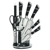 9pcs Unique Stainless Steel Knife Set with Acrylic Stand Ideal for Slicing Dicing & Chopping