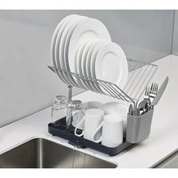 A-565 2 Tier Self-Draining Dish Drainer Rack with Storage Sections Kitchen Accessories Dish Racks & Drain Boards
