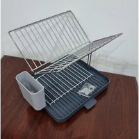 A-565 2 Tier Self-Draining Dish Drainer Rack with Storage Sections Kitchen Accessories Dish Racks & Drain Boards
