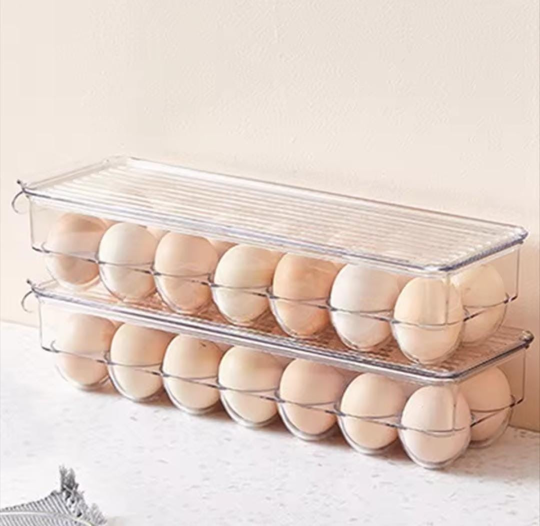 Acrylic Egg Holder with Lid – 14 Eggs Capacity | Stackable Fridge Organizer- Furaha Finds Kenya