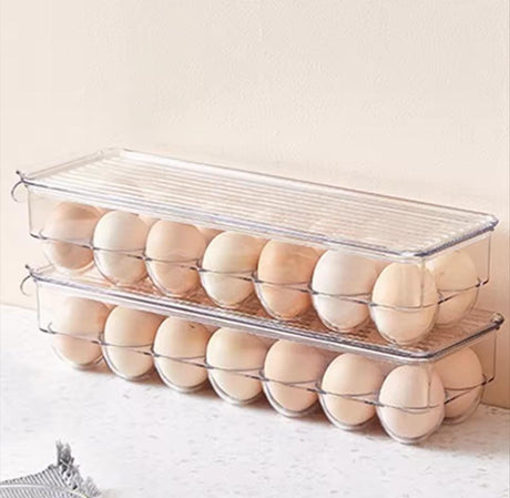 Acrylic Egg Holder with Lid – 14 Eggs Capacity | Stackable Fridge Organizer- Furaha Finds Kenya