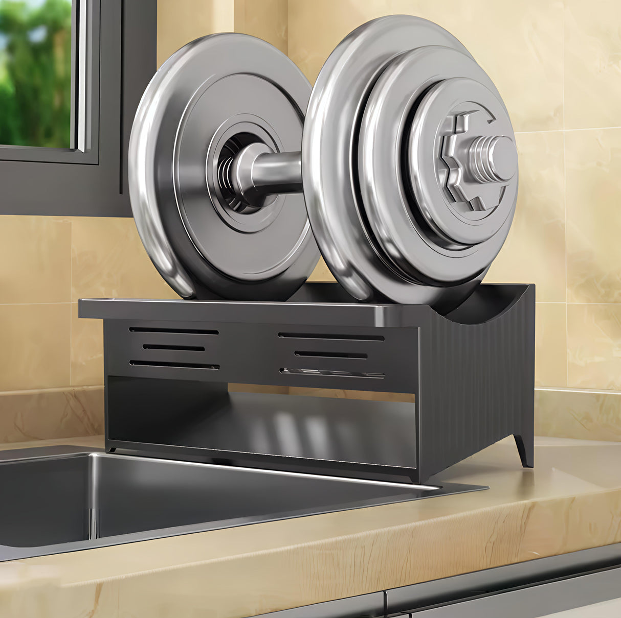 ABS Sink Caddy with Drying Hook Black