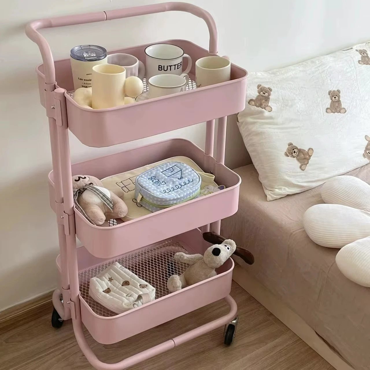 Multi-Functional Metallic Storage Trolley – 3 Tier Carts & Islands