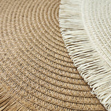 6-Piece Woven Round Placemats – High-Quality Heat-Resistant Table Mats (38cm, Beige & Brown)