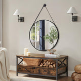 Round Hanging Mirror with Strap  Decorative Wall Mirror 60cm Nordic Style