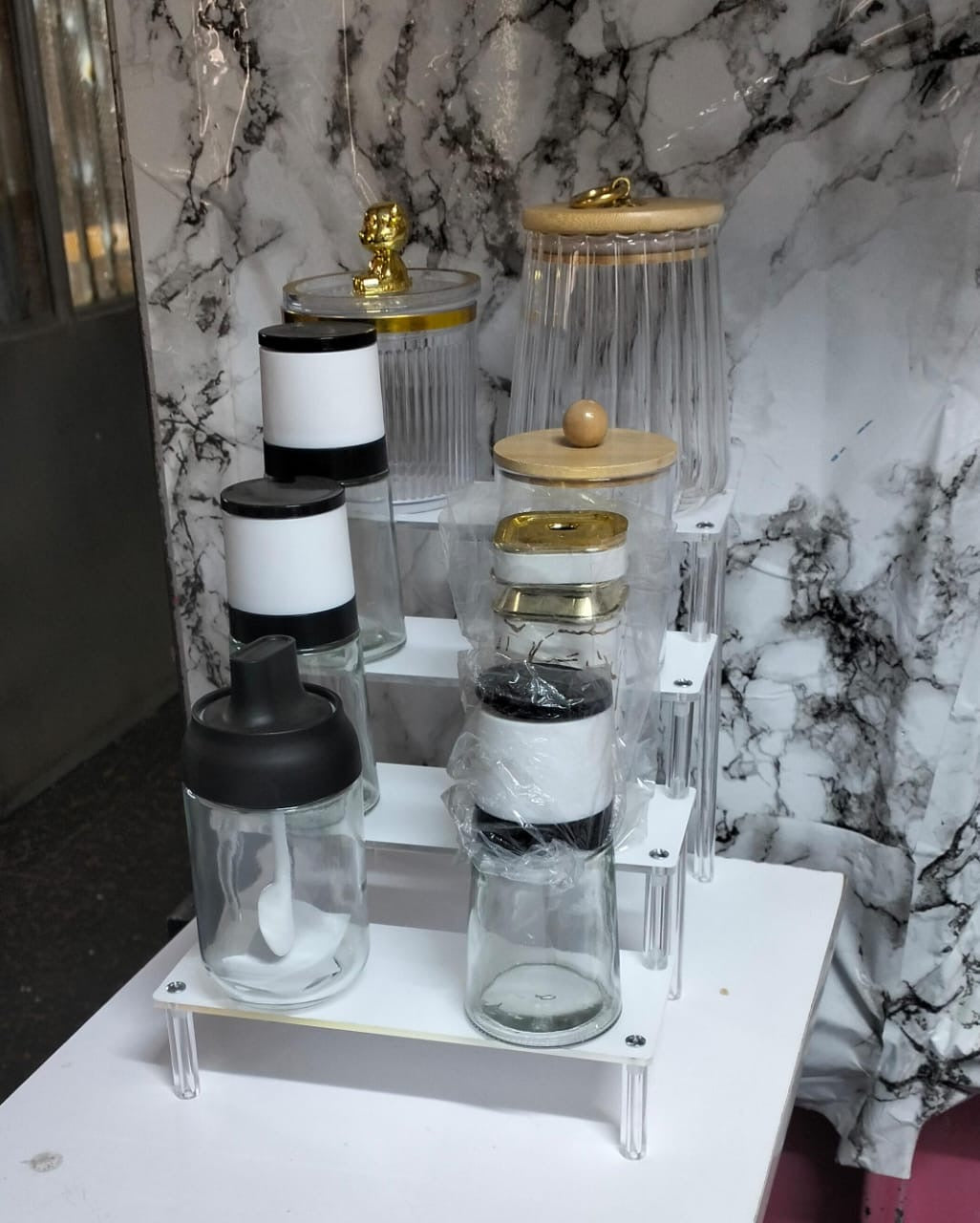 Clear Acrylic 4-Layer Perfume Stand – Tiered Display Rack (35.5x20x20cm)- Furaha Finds Kenya