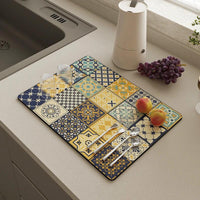 Absorbent Dish Drying Mat 30x40 cm Stylish Prints for Kitchen Kitchen Linen Drain Boards
