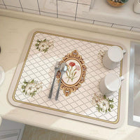 Absorbent Dish Drying Mat 30x40 cm Stylish Prints for Kitchen Kitchen Linen Drain Boards