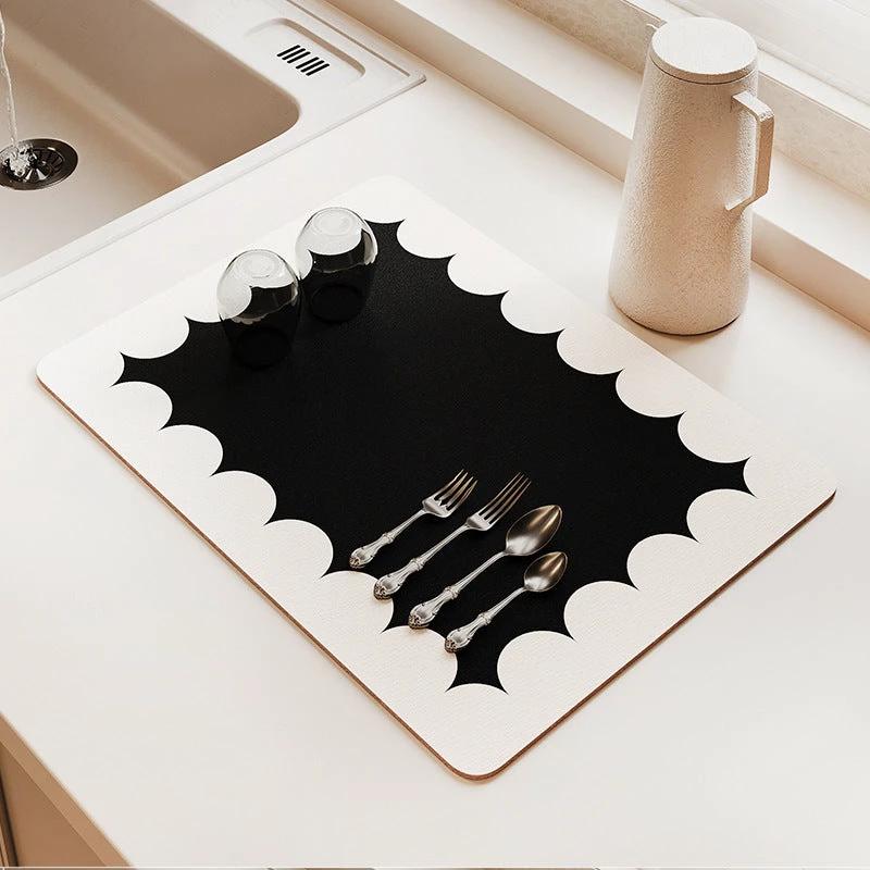 Absorbent Dish Drying Mat 30x40 cm Stylish Prints for Kitchen Kitchen Linen Drain Boards