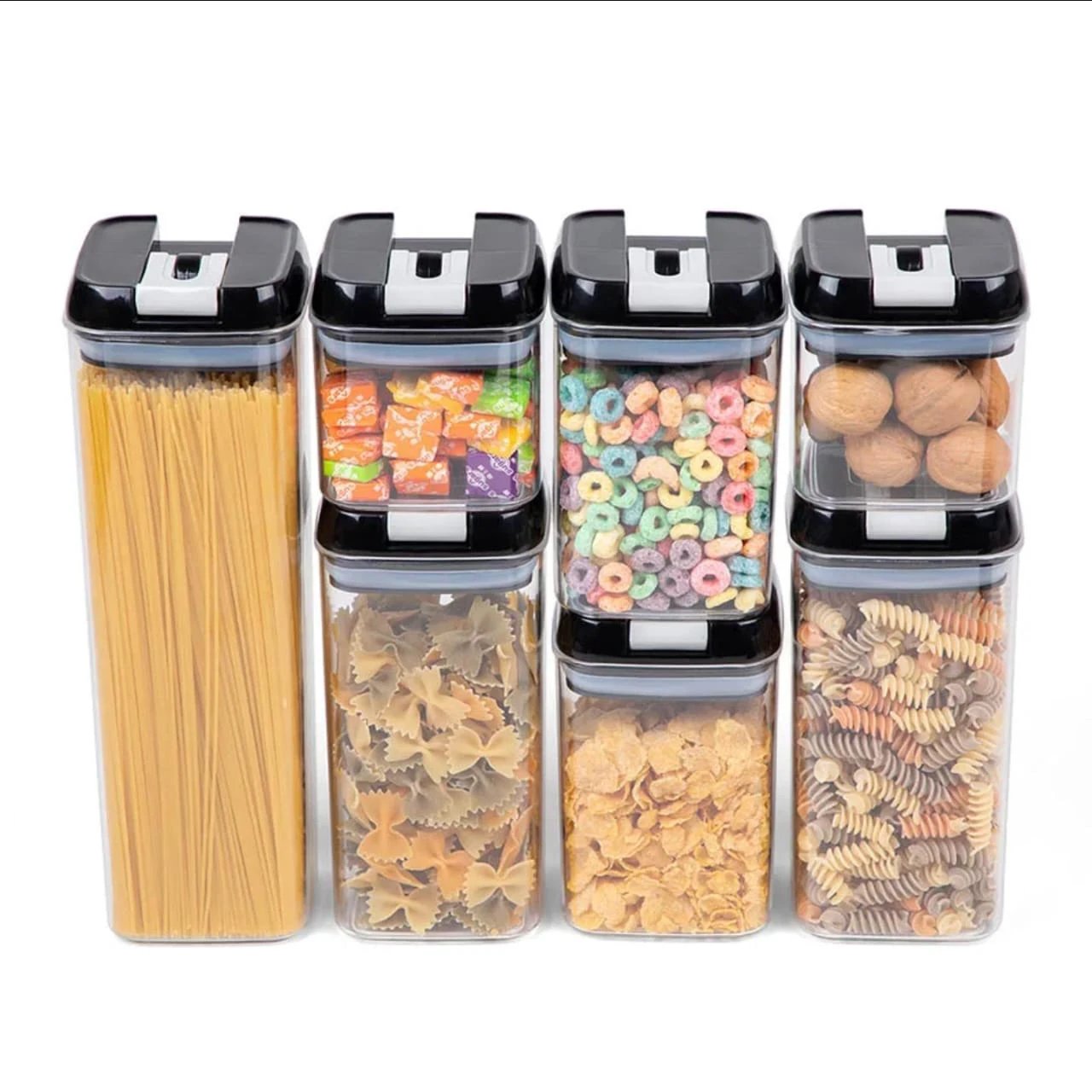 Acrylic 7pcs Set Food Containers Airtight Kitchen Storage Kitchen organizer Kitchen Organizers