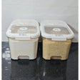 Acrylic Airtight Rice & Cereal Storage Bucket with Scooper – 5kg & 10kg | Moisture-Proof | Cream & White