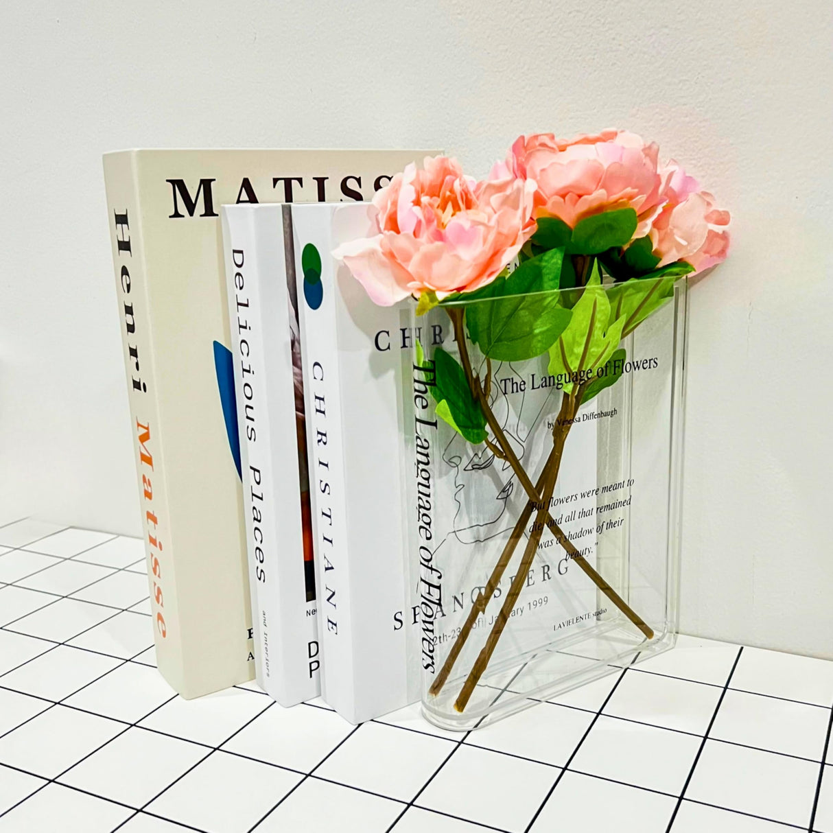 Acrylic Bookshelf Vase Modern Transparent Decorative Piece