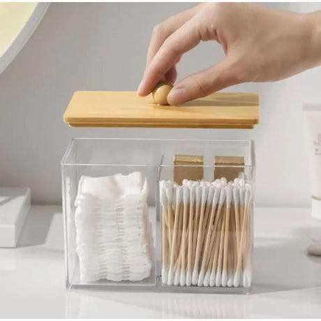 Acrylic Earbuds Organizer with Bamboo Cover