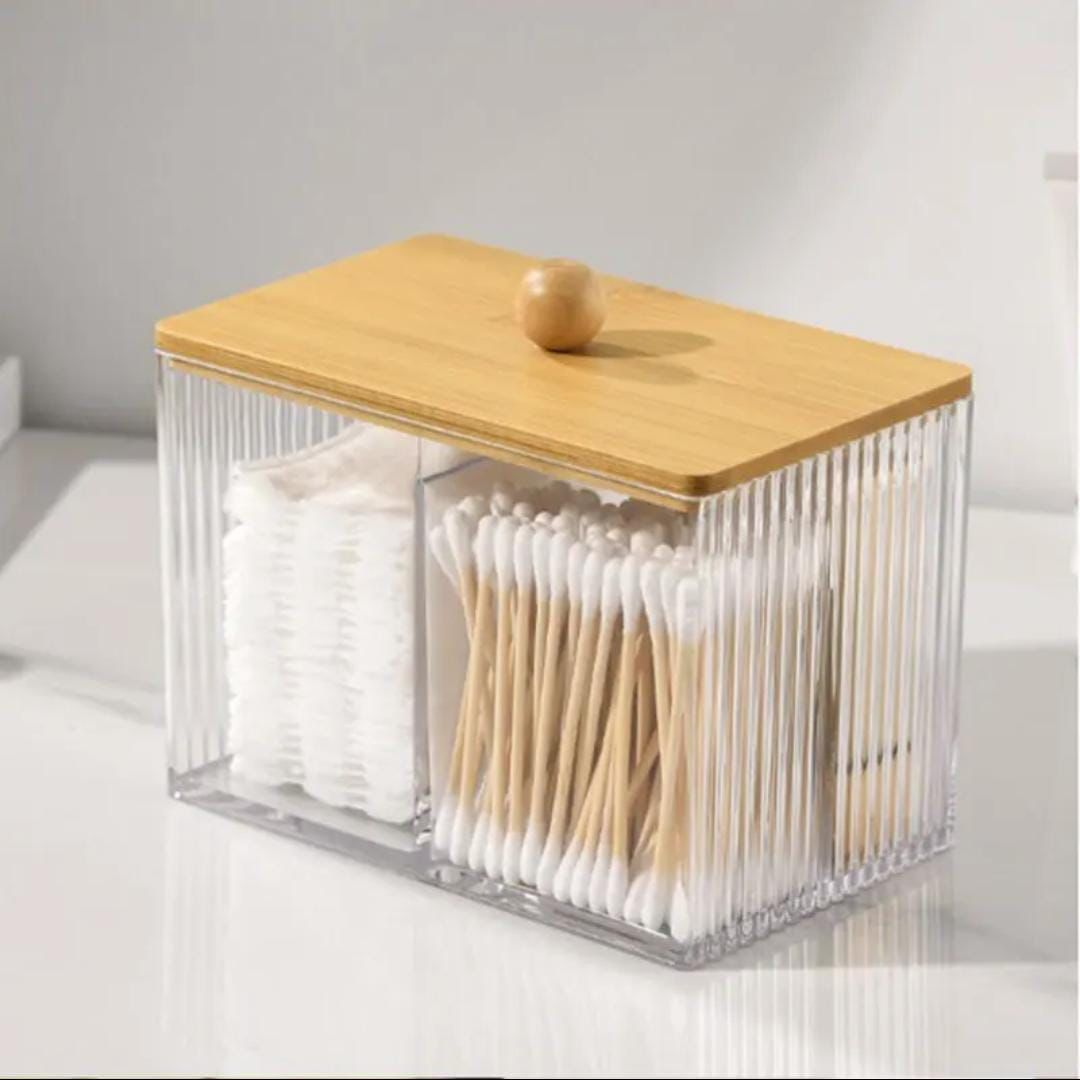 Acrylic Earbuds Organizer with Bamboo Cover