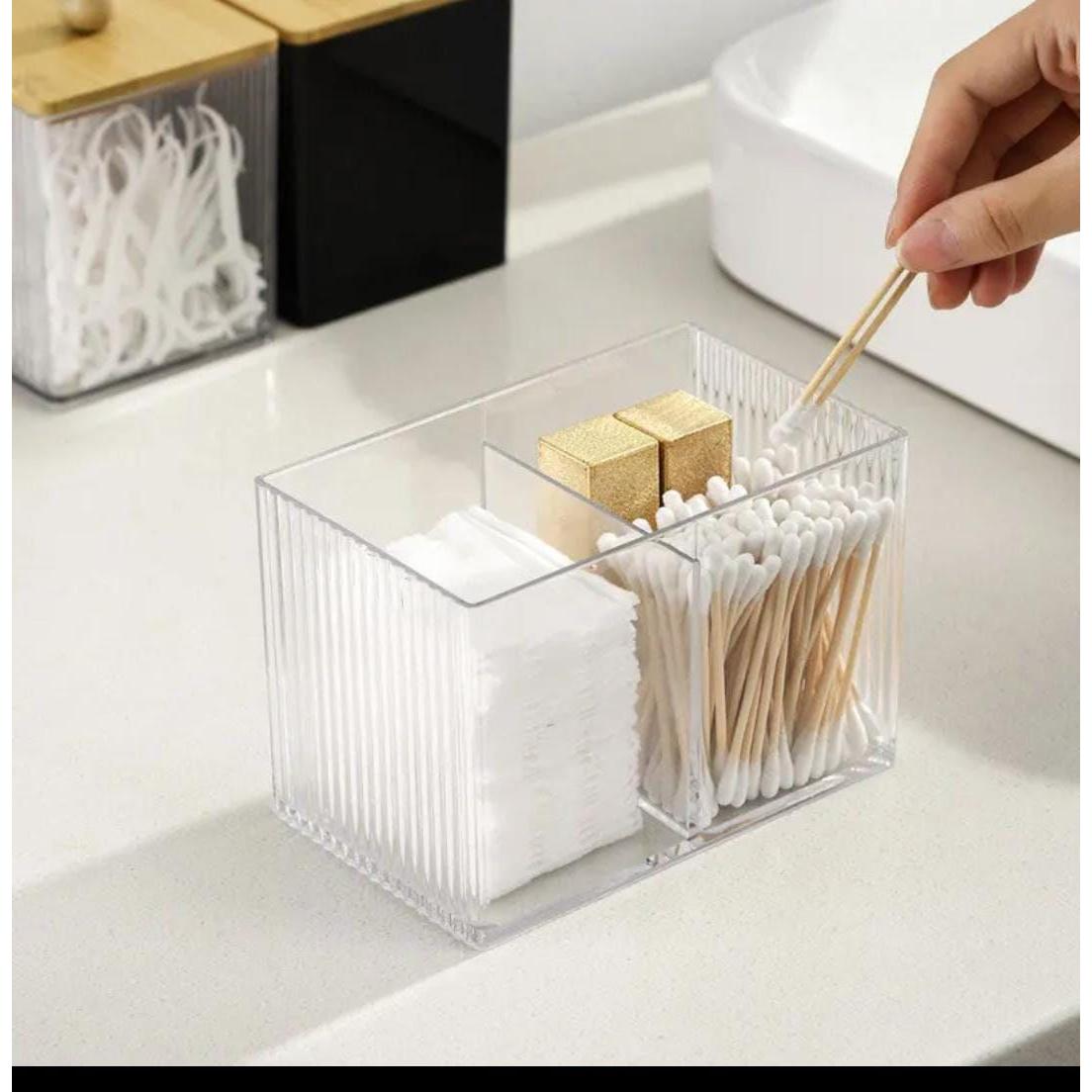 Acrylic Earbuds Organizer with Bamboo Cover