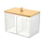 Acrylic Earbuds Swab Organizer with Bamboo Cover