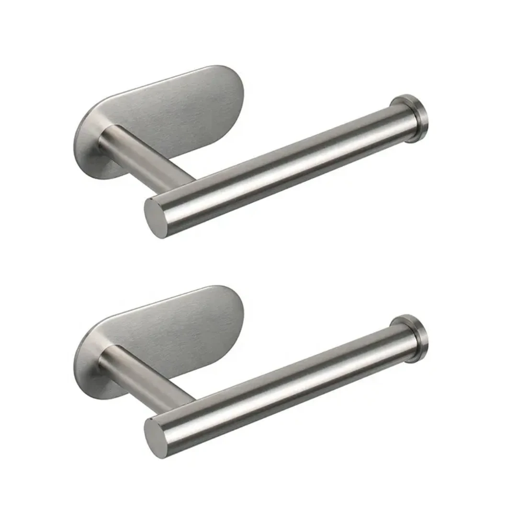 Adhesive Toilet Roll Paper Holder No Drill Stainless Steel Wall Mount Dispenser.