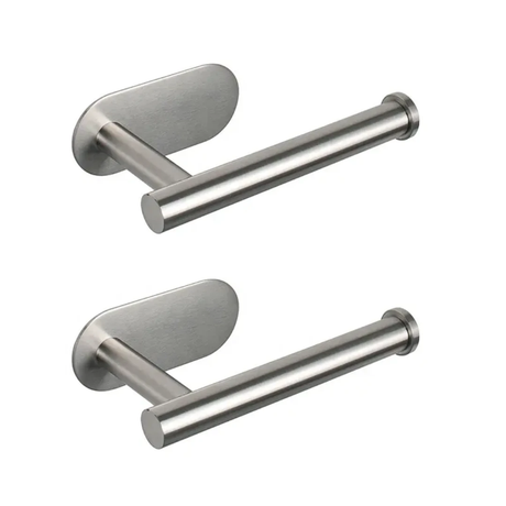 Adhesive Toilet Roll Paper Holder No Drill Stainless Steel Wall Mount Dispenser.