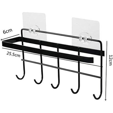 Adhesive Wall Mounted Tissue Holder – Black, No Drilling Organizer for Kitchen & Bathroom | Multifunction