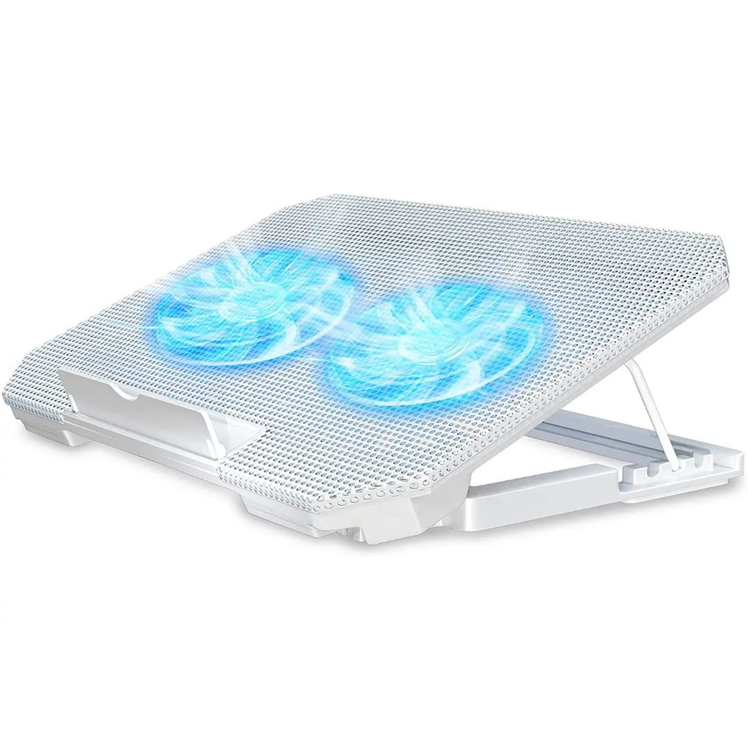 Adjustable Laptop Cooling Pad with Twin Turbo Fans and 4 Angle Settings