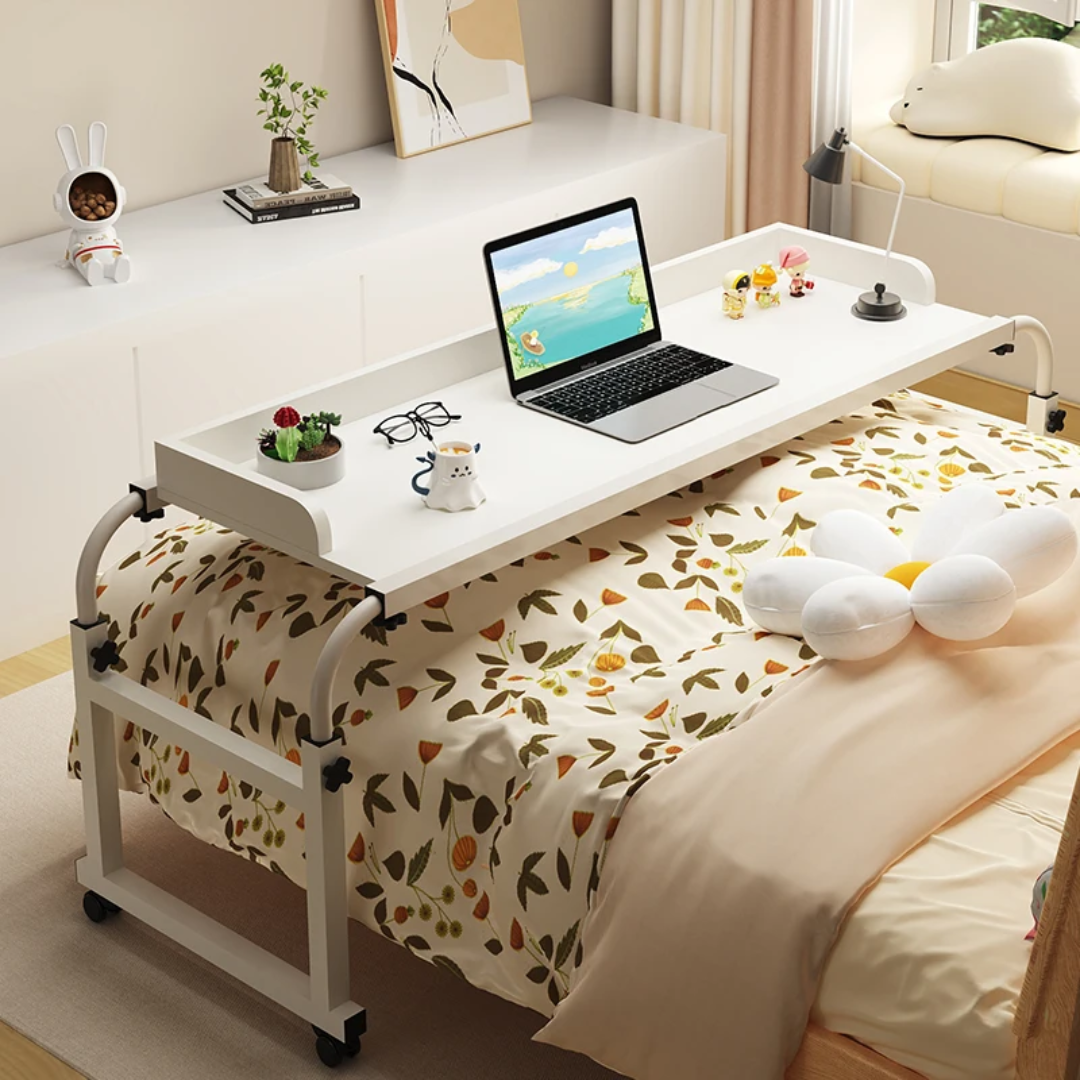 Adjustable Over Bed Laptop Desk with Wheels for Home Office and Bedroom