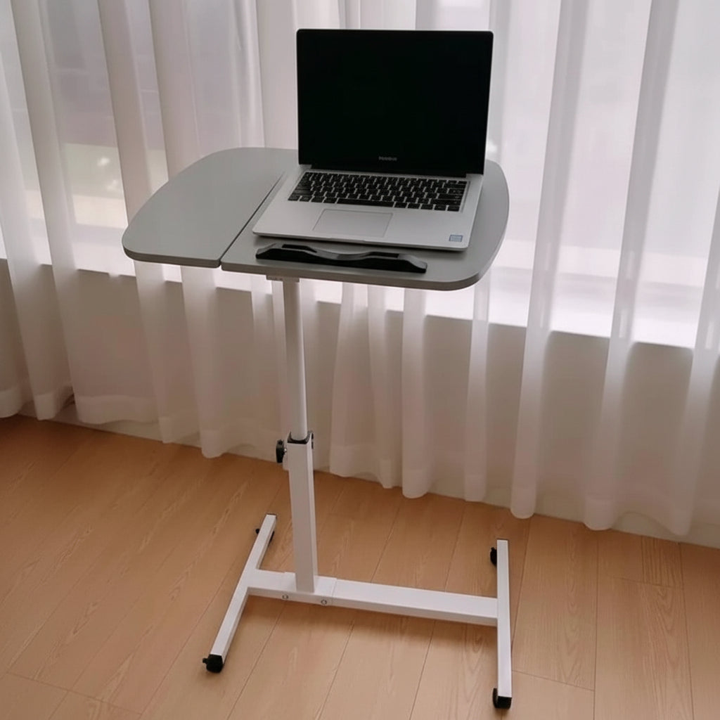 Adjustable Overbed Laptop Table with Wheels Rolling Multi-Purpose Bedside Desk Furniture Folding Tables