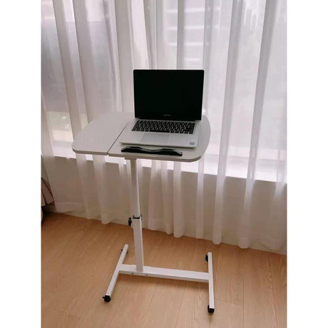 Adjustable Overbed Laptop Table with Wheels Rolling Multi-Purpose Bedside Desk