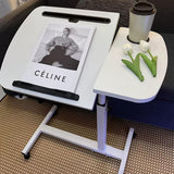 Adjustable Overbed Laptop Table with Wheels and Tilting Desktop