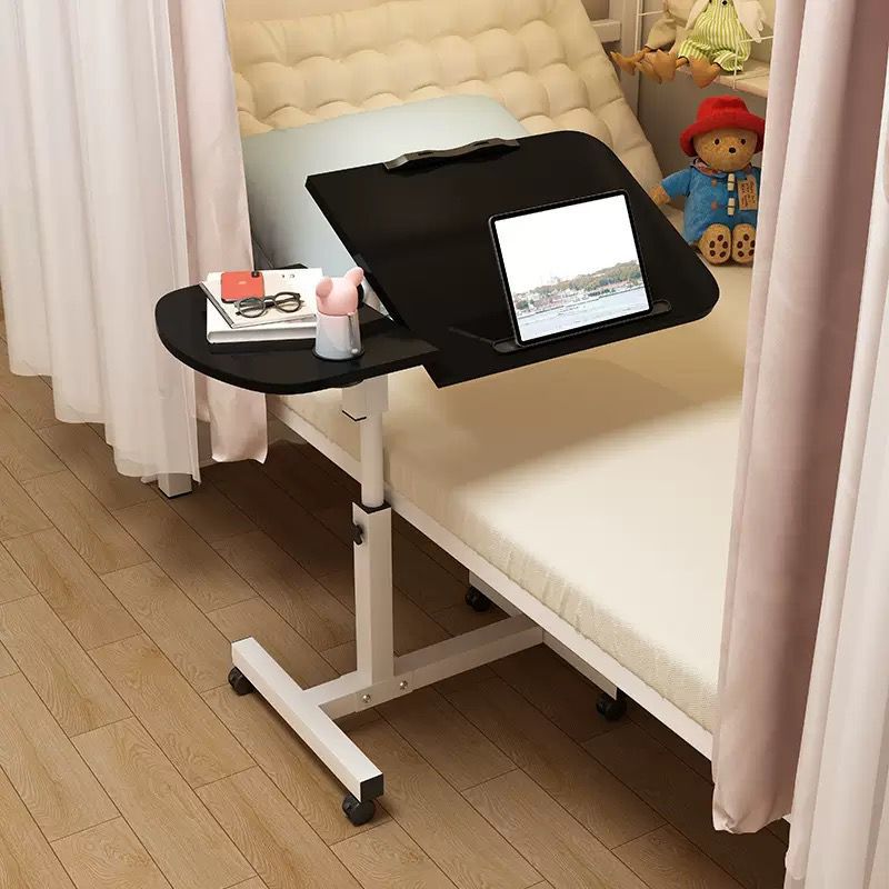 Adjustable Overbed Laptop Table with Wheels and Tilting Desktop