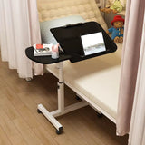 Adjustable Overbed Laptop Table with Wheels and Tilting Desktop