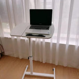 Adjustable Overbed Laptop Table with Wheels and Tilting Desktop
