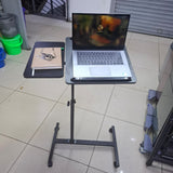 Adjustable Overbed Laptop Table with Wheels and Tilting Desktop