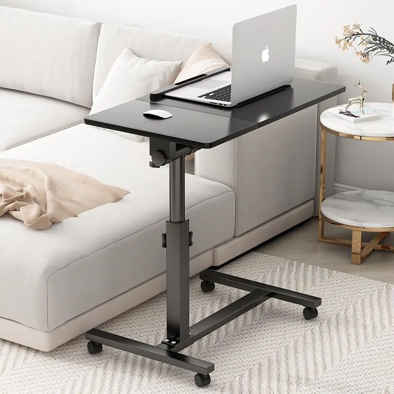 Adjustable Overbed Laptop Table with Wheels and Tilting Desktop