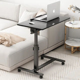 Adjustable Overbed Laptop Table with Wheels and Tilting Desktop