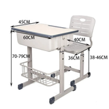 Adjustable Student Desk and Chair Set with Storage Basket and Ergonomic Backrest
