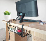 Adjustable Under the Desk Cable Organizer Mesh with Silicone Cushion Pad