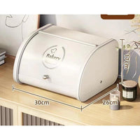 Alloy Bread Bin with Roll Lid | Kitchen Counter Storage Container for Pastries - Black & Off White - 30x26x17cm Kitchen Storage Kitchen Cabinet Organizers