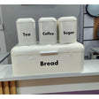 Alloy Bread Bin with Three Canister Set – Large Capacity Kitchen Storage in White or Black