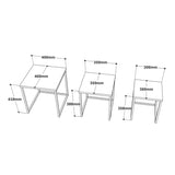 Amani Nesting Coffee Tables 3 Piece Set | Laminated Board Tops with Gold Lacquered Steel Base