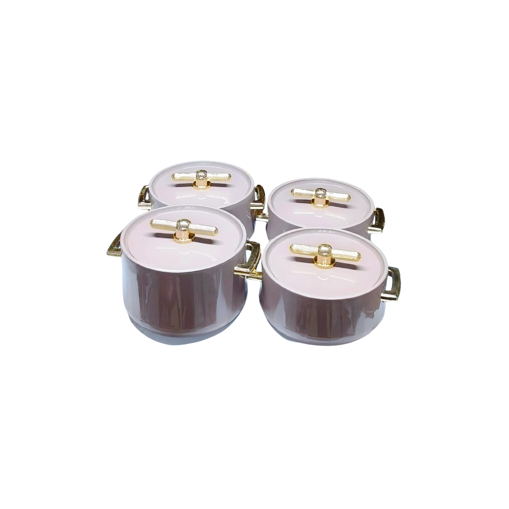 Antalya 4pcs Insulated Hotpot Set | Durable Hot Food Storage & Serving Set | Stackable Design (Brown)