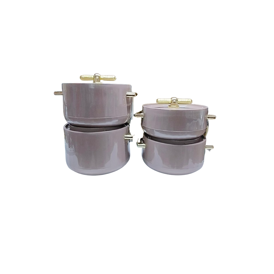 Antalya 4pcs Insulated Hotpot Set | Durable Hot Food Storage & Serving Set | Stackable Design (Brown)
