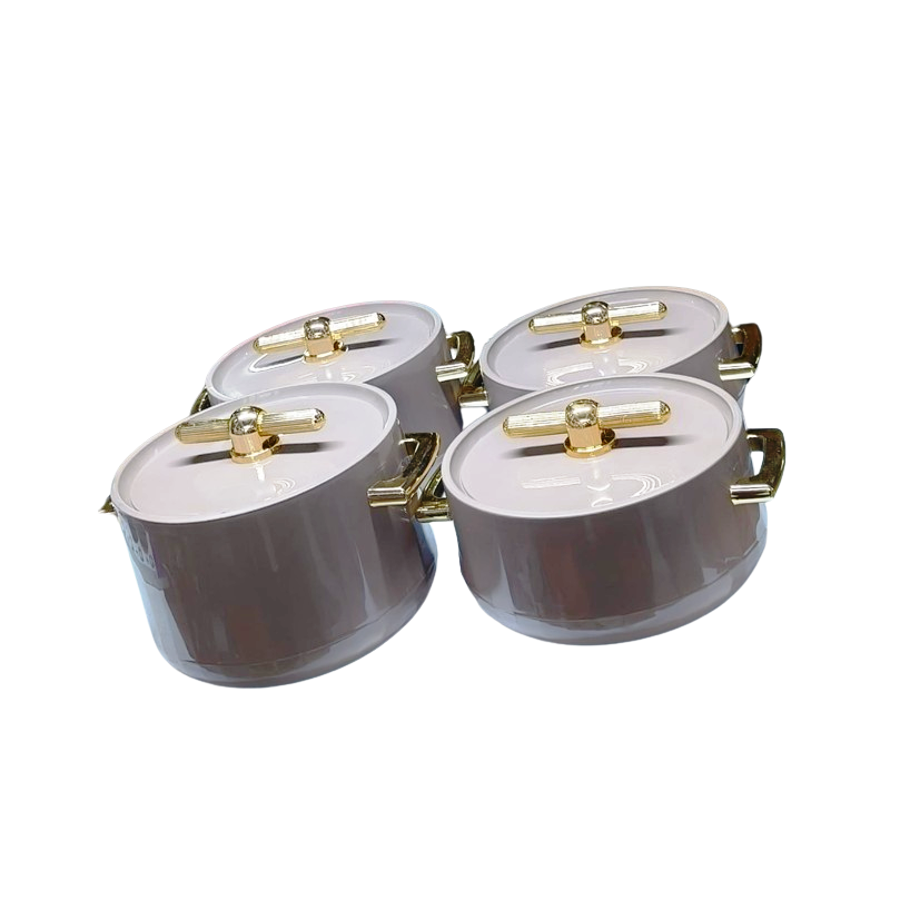 Antalya 4pcs Insulated Hotpot Set | Durable Hot Food Storage & Serving Set | Stackable Design (Brown)