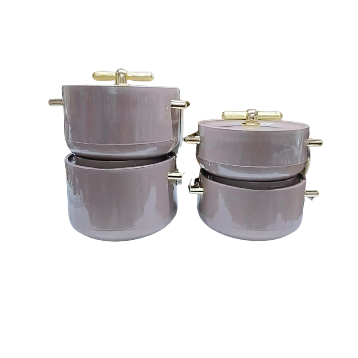 Antalya 4pcs Insulated Hotpot Set | Durable Hot Food Storage & Serving Set | Stackable Design (Brown)